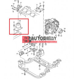 VW TRANSPORTER T5 4/03- Silentblok motora, pravy /FEBI/ -2,5TDi