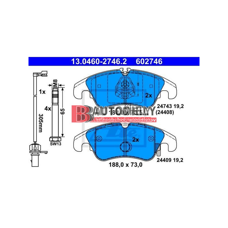 AUDI A4 11/07- Predné platničky, Sada /Výrobca ATE/ -brzd systém TRW